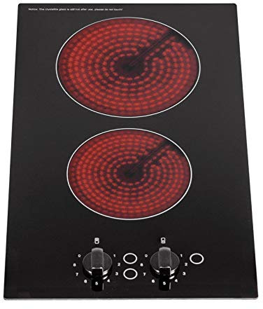 SIA CERH30BL 30cm Electric Ceramic Hob, 2 Zone Domino Cooktop, Knob Controls, 9 Power Levels, Black, 2 Years Parts & Labour Guarantee