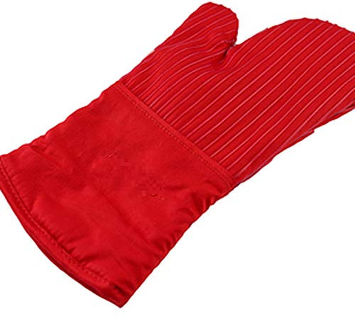 LXRZLS Silicone Heat Resistant Oven Gloves - Waterproof Non Slip Oven Mitts Kitchen Cooking Gloves (Color : Red)