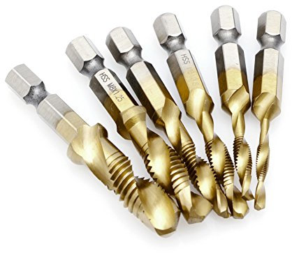 BIlinli 1 Set Codolo Esagonale M3-M10 Titanio Placcato in Titanio HSS Filetto a Vite Filetto Maschio Punte da Trapano Filetto filettato Cono Conico M3 M10 M8 M6 M5 M4 M3