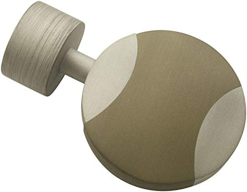 Gardinia disc 2 x end Piece, Metal, Curtain Technology, Diameter, Silver-Coffee (Silver/Cappuccino), Ø 19 mm