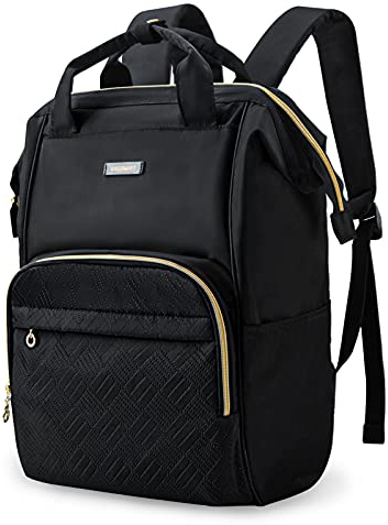 BAGSMART Mochila para laptop para mujer, mochila de viaje para laptop de 15.6 pulgadas, mochila negra para profesor para universidad, trabajo, viajes de negocios (negro)