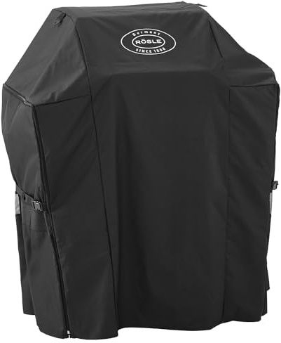 RÖSLE Abdeckhaube BBQ-Station VIDERO G2/G2-S, Hochwertige Schützhülle aus 100% Polyester mit PU-Beschichtung, praktischer Reißverschluss, wetterfeste Abdeckung, Schwarz