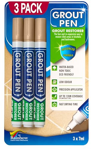 3 X BEIGE Grout Pens Designed to Restore Tile Grout