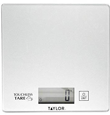 Taylor Pro Digital Cooking Scales with Touchless Tare, For Dry & Liquid Weighing, Gift Boxed, Silver, 5kg / 5000ml Capacity