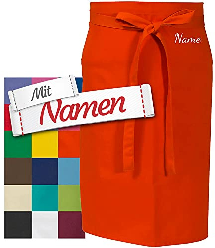 LALALO Vorbinder Schürze mit Name, hochwertig bestickt, Personalisierte Bistroschürze/Kochschürze für Damen und Herren, Malschürze/Schürze zum basteln, kochen, garten oder werken