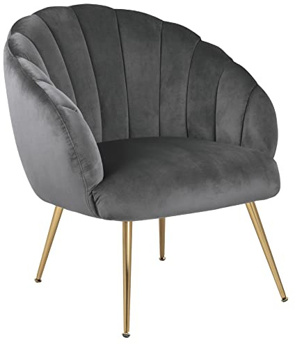 AC Design Furniture Denise Relaxsessel, H: 81 x B: 71 x T: 71 cm, Dunkelgrau, Stoff/Chrom, 1 Stk.