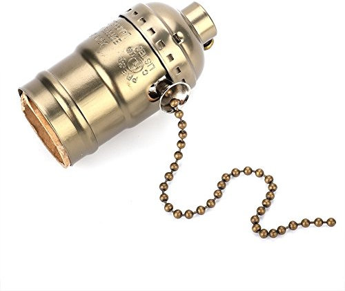 Vintage Edison Lamp Base Solid Brass Ceiling Light E27 Aluminum Light Socket with Pull Chain Desk Table Lamp Holder Screw Base Simple Design Vintage (Dark Bronze)