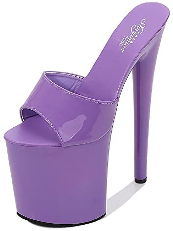 Tf1986-42 - Pantofole da donna alla moda, con tacco alto da 20 cm, con décolleté da 10 cm, Lilla, 41.5 EU
