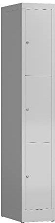 Lüllmann 3 Fächer-Spint Schließfachschrank kompl. montiert und verschweißt Wertfachschrank Fächerschrank Spind Umkleideschrank (RAL 7035 lichtgrau)