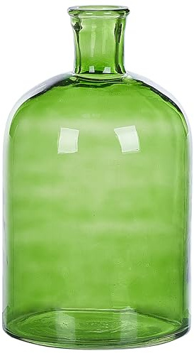 Dekovase Glas grün 31 cm Tischdeko Ballonvase Flaschenvase Vintage Retro Pulao