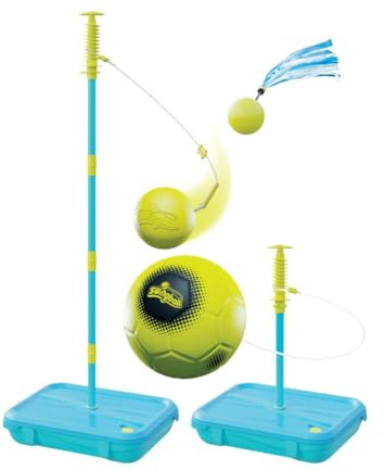 Swingball All Surface 3 in 1 Multiplay - Includes Swingball Tennis, Soccer, and Tailball, Portable Set for Kids, Ages 4+, Yellow/Blue