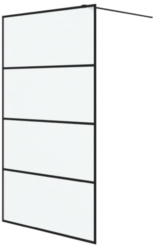 vidaXL Duschwand für Walk-In Dusche Duschabtrennung Duschtrennwand Duschkabine Duschtür Eckeinstieg Trennwand Schwarz 115x195cm Matt ESG-Glas