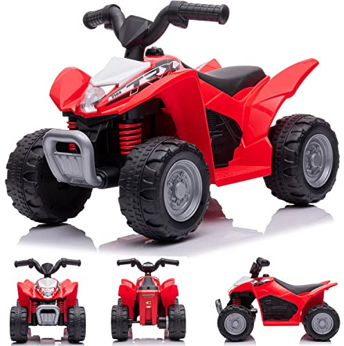 sun baby Kinder Elektroauto Quad, 3km/h, Kinderquad, Rutschauto fur Kinder ab 18 Monaten, Led Lampe, Spielzeug, Electroroller (Rot)