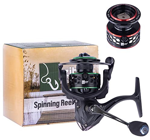 Zite Fishing Spinnrolle 3000 7+1BB | Hochwertige Angelrolle Barsch Zander Hecht Angeln | Spinning Reel mit Zwei Alu-Spulen