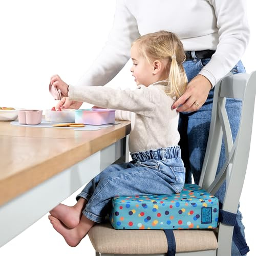 Polar Gear Baby-Sitzerhöhung, leichte Sitzerhöhung für Kinder ab 3 Jahren, maschinenwaschbar, verstellbare Gurte, 8 cm dicker Schaumstoff-Sitzerhöhung, Esszimmerstuhl, Konfetti