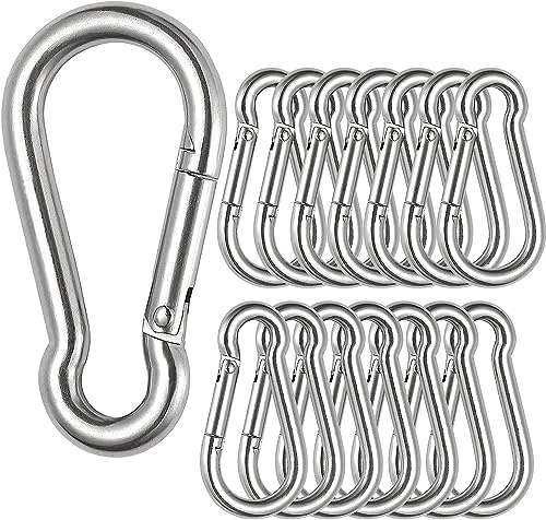 SENENQU 12 Stück- M4 Karabiner Edelstahl 4x40 mm Klein Karabinerhaken Edelstahl Tragfähigkeit 100 kg/220 lb, Haken Karabinerhaken Camping Hamc Schaukel - 40mm x φ4 mm