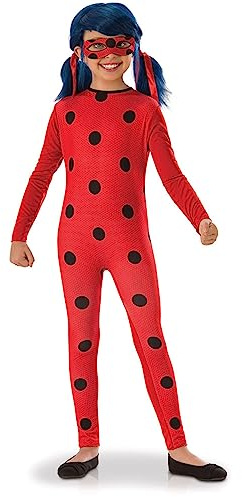 RUBIE'S Miraculous Officiel - Déguisement Entrée de Gamme LADYBUG pour Enfants - Taille 5-6 ans - Costume avec Combinaison et Masque - pour,