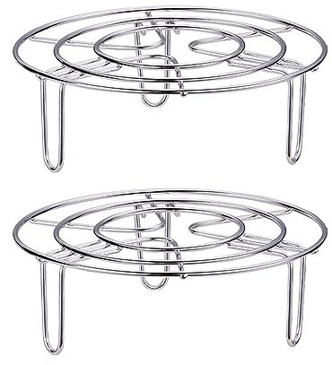 GERUI 2pcs Stainless Steel Insert Grid Cooking Stand Steamer Insert Cake Rack Round Steaming Rack, Steamer Insert for Cooking Pots Cooling Grids Cake Grids (15.5CM)