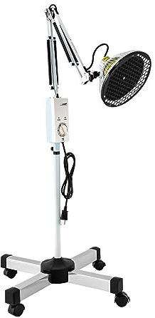 RustyVioum 250W 110V Acupuncture Mineral Lamp, Infrared Lamp for Body Face Pain Adjustable Circulation Pain Relief Heating Device, Red Light Infrared Light for Body Face, Black&White