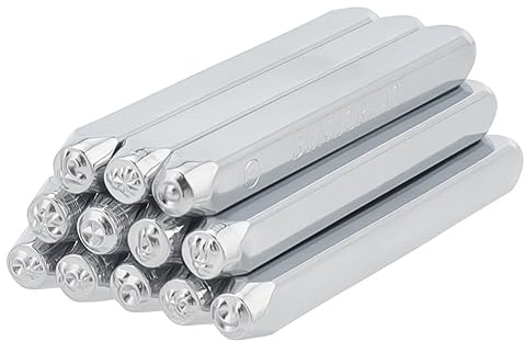 BENECREAT 12 punzone per Timbri in Metallo da 3 mm, Timbro per Goffratura con Intaglio di Design del Modello di Segno per Gioielli in Metallo, Stampa su Pelle e Legno