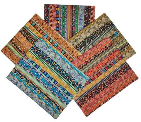 SHTGOI Tessuto africano di cotone colorato fantasia patchwork quadrato panno di cotone pacchetto di tessuto per cucire quilting fai da te decorazione fai da te artigianato con tovaglia stampata 5