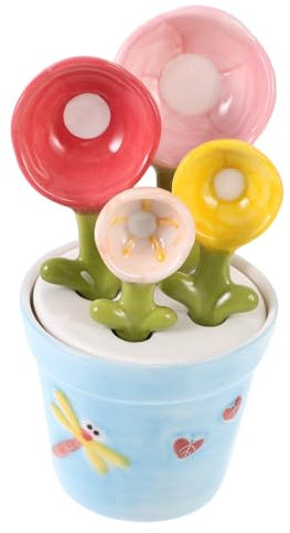 COLLBATH 1 Satz Messlöffel Backen Blumenschaufeln Aus Keramik Messlöffel Porzellan Salzlöffel Aus Porzellan Küche Absolviert Küchenhelfer Zuckerlöffel Keramik Tee Kaktus Löffel Aus Keramik