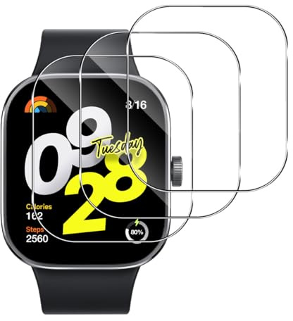 GEEMEE para Xiaomi Redmi Watch 4 Protector Pantalla,3 Piezas Premium 9H Dureza Vidrio Templado, Fácil Instalación para MI Redmi Watch 4