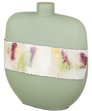 GILDE Dekovase Vase bauchig aus Glas - Blumenvase Glasvase Tischvase Vase Deko Wohnzimmer - Farbe: Grün matt Höhe 30 cm