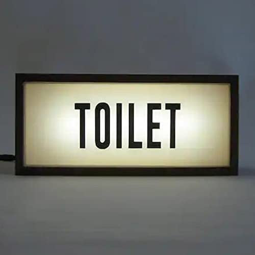 Insegna for toilette, Insegna for porta della toilette, Insegna al neon for bagno, Insegna for toilette illuminata a LED, con telecomando, Superficie acrilica e custodia in legno, Insegna decorativa d