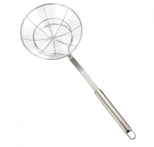 Mestolo in acciaio inox a forma di ragno per friggere e cucinare pasta, tagliatelle, carne, e comodo strumento da cucina per chef casalinghi, 18 cm