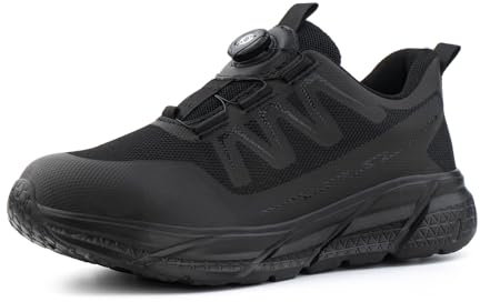Hitmars Mens Safety Trainers Womens Steel Toe Cap Trainers Safety Shoes for Men Women Work & Utility Footwear Lightweight Black UK 9