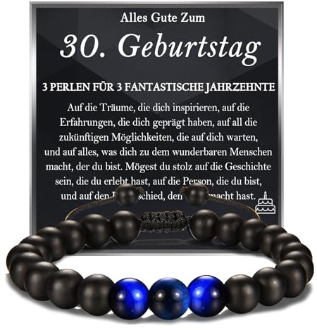FAOMZQ 30 Geburtstag Männer, Perlen Armband Geburtstagsgeschenk für Männer, Geschenke zum 30 Geburtstag Mann Vater Sohn Enkel Neffe Bruder Onkel Ehemann Patensohn
