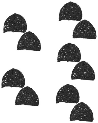Baluue 10 Stk Haarnetz-perückenkappenabdeckung Netzkappe Weben Bauschiges Haarnetz Gehäkeltes Haarnetz Aus Netzstoff Haarnetz Weben Langhaar-perückenkappe Schlafmütze Black Nylon