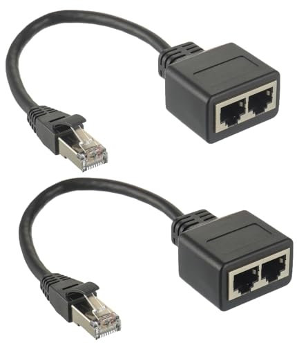 HUAREW RJ45 Splitter Adapter LAN Ethernet Extender 1 männlich zu 2 weiblich Cable für Ethernet Cat5 Cat5e Cat6 Cat7(2 Stück)