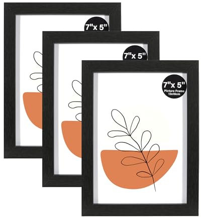 KAIWIN Bilderrahmen 13x18cm Schwarz 3er Set | Holz Fotorahmen 5x7 Zoll Holzrahmen | Fotorahmen mit Acrylglas, Rahmen für Tisch- und Wandmontage