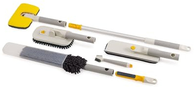 Joseph Joseph CleanTech Set d'Outils de Nettoyage Profond avec Poignée Télescopique, 5 Outils, pour Vitres et Carrelage