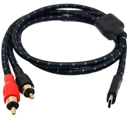 XAGMODSHN Câble d'extension type C vers 2 RCA - Câble de conversion USB C vers 2RCA - Câble d'extension HiFi de qualité sonore