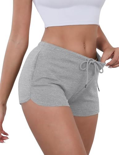 IECCP, Short de sport pour femmes à séchage rapide pour la course à pied, short d'entraînement d'été avec taille basse pour le gym, le sport, le yoga, décontracté, avec poches 2025 UK, gris, M Taille