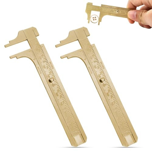FSWWSF Messing Messschieber Klein 2 StüCke Schieblehre Analog HochpräZises Vernier Caliper AnreißMessschieber FüR Haushalt Und Holzbearbeitung,Industriemessungen (Doppelskala 0-100mm)