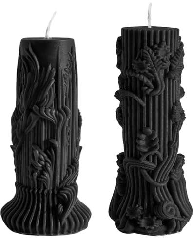 Handgemachte Kerzen aus natürlichem Bienenwachs | Besondere Kerzen Deko | Nachhaltige Kerze für Zuhause & Geschenkideen | Kerzenwachs Natur | Set mit 2 Stück Schwarz