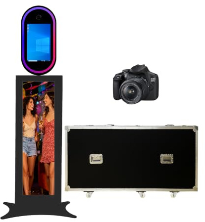 WideMeet Appareil photo reflex numérique avec écran tactile LCD, lumière RVB, contrôle par application, étui portable pour mariages, fêtes, événements (noir, cabine photo + appareil photo) 33,3 cm