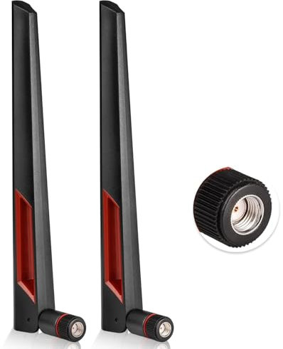 Wjelet 10dBi Dual Band WiFi Antenna RP-SMA - 2.4GHz/5.8GHz Screw-in Aerial for PC, Router, ASUS RT-AC68U, PCI-E Network Card, Camera, 2PCS