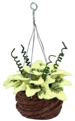 BESPORTBLE Mini Potted Plant Model Hanging Basket Dollhouse Ornament Simulation Flowerpot Accessory for Playhouse Garden Decor Realistic and Delicate Design for Miniature Scenes