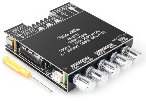 Wuzhi Audio ZK-ST21 2.1Channel 100Wx2+200W Channel Bluetooth Amplifier Board with Subwoofer,TPA3221 Chip