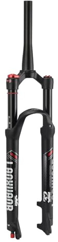 LANXUANR 26/27,5/29 tums mountainbikegaffel.Returjustering,luftfjädring 1-1/8tum x 220mm Rakt/koniskt rör,9mm x 100 mm snabbkoppling, skivbromsar (Svart/Avsmalnande - Manuell, 27.5)