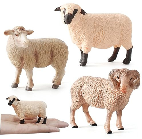 ERINGOGO Realistisches Schafmodell Für Kinder Langlebiges Kunststoff Dekor Lebensechte Schaffigur Beige Desktop Ornament Für Zimmerdeko Und Fotorequisite