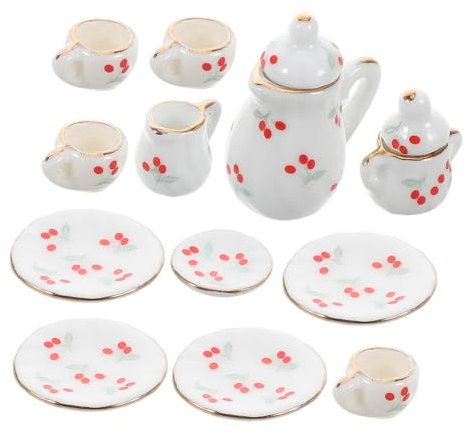 INOOMP 15piezas Té Miniatura De Cerámica Decoración De Casa De Muñecas para Fiestas y Colecciones