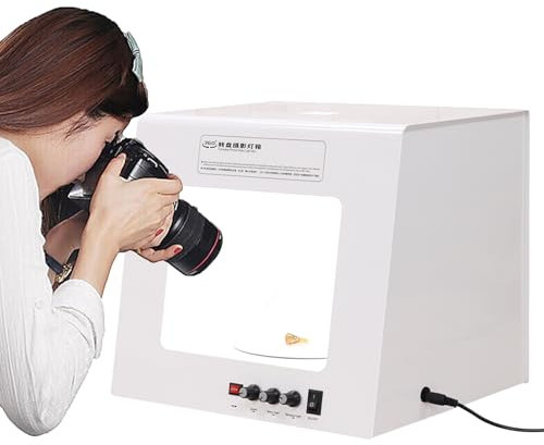 Annuod 2 Lighting Modes Photography Light Box, Photo Studio Light Box, Built-in Electric Turntable, Lightbox for Small Product Photography, Food, Jewelry, Toys