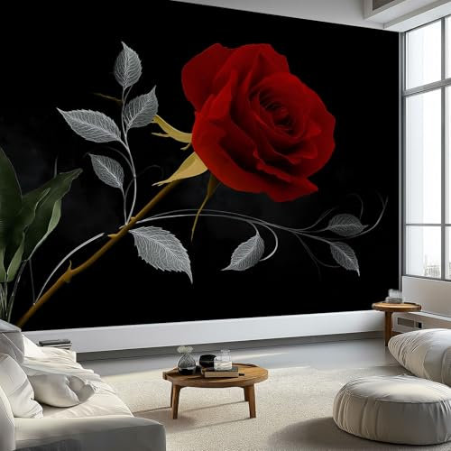 Générique Papier Peint Panoramique Réalisme Papier Peint Intissé 250 x 175 cm, pour Mur Salon Cuisine Bain Couloir Salle à Mange Roses Fleuries Vignes