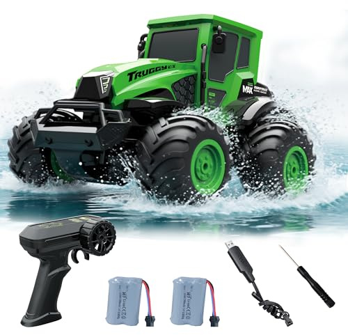Macchina Telecomandata per Bambini dai 6 Anni, Monster Truck Telecomandato Anfibio 4x4 IPX7, Auto RC 1:14 con 2 Batterie 90 Min, Rotazione 360°, Idea Regalo Bambino 6-10 Anni